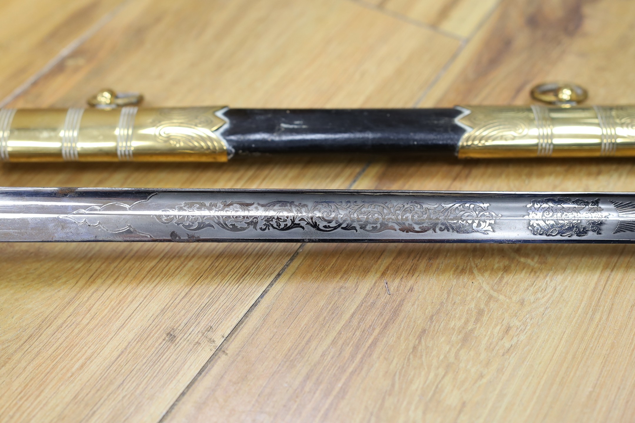 A QEII Naval officer's dress sword and scabbard